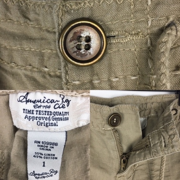 AMERICAN RAG Linen Drawstring Pants Lagenlook Minimalist Lounge Y2K Style Size 1 - Picture 5 of 9